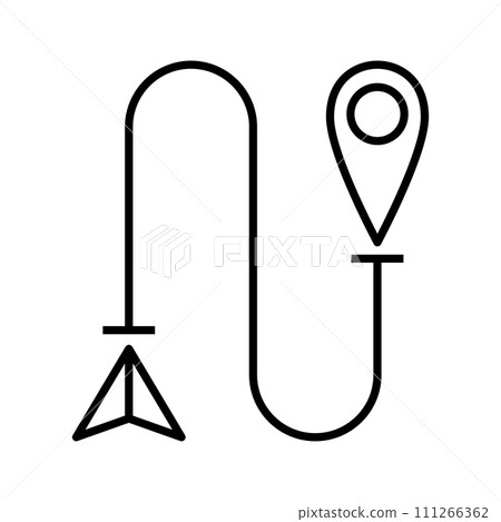 Destination, path, route icon. Single route tracking motion icon, simple line path searching. Destination, path, route icon. Single route tracking motion icon, simple line path searching. 111266362