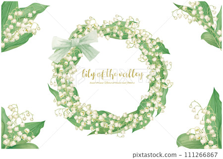 Stylish frame material of watercolor hand-painted bell orchid 111266867