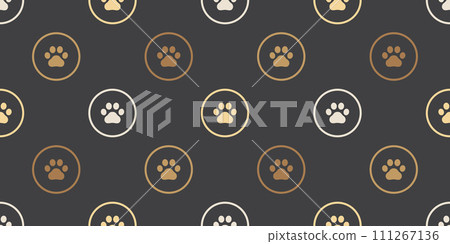dog paw seamless pattern cat footprint vector retro polka dot pet puppy kitten bear cartoon doodle gold gift wrapping paper repeat wallpaper tile background scarf isolated illustration design 111267136