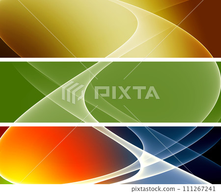 3D illustration of colorful banner set with blended abstract curve shapes 3D illustration of colorful banner set with blended abstract curve shapes 111267241
