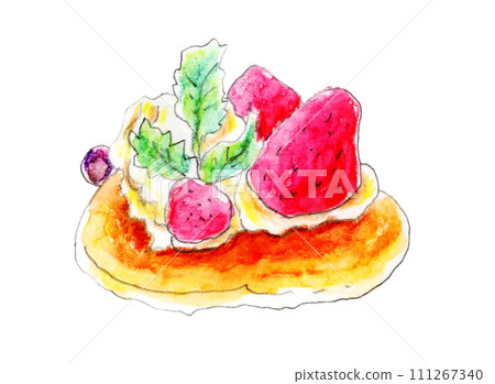 pancakes with strawberries pancakes with strawberries 111267340