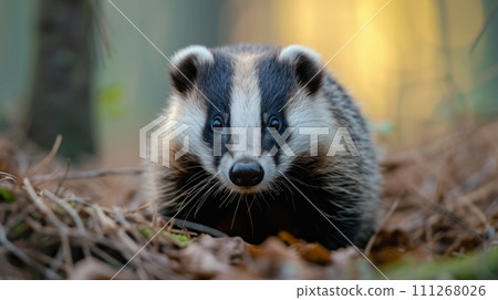 Badger Peering Through the Forest 111268026