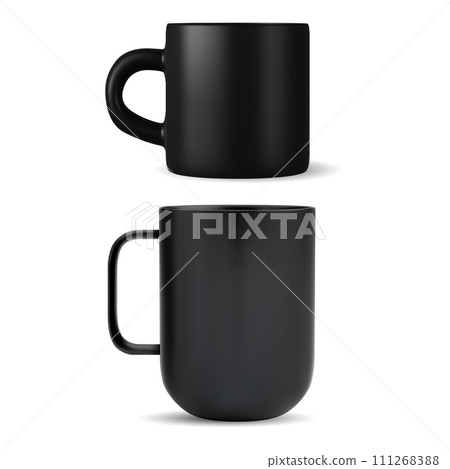 Coffee mug mockup. Black ceramic tea cup template 111268388