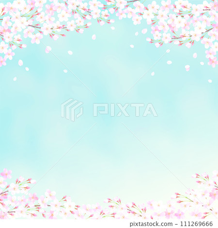 Background illustration of cherry blossoms and blue sky 111269666
