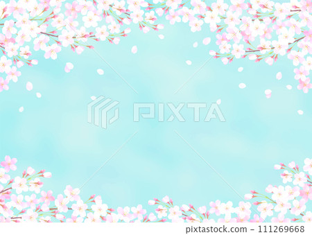 Background illustration of cherry blossoms and blue sky 111269668