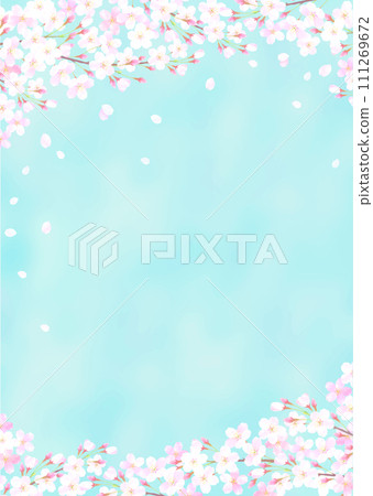 Background illustration of cherry blossoms and blue sky 111269672