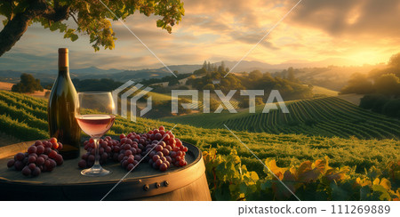 Red wine in a vineyard 111269889