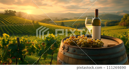White wine in a vineyard 111269890