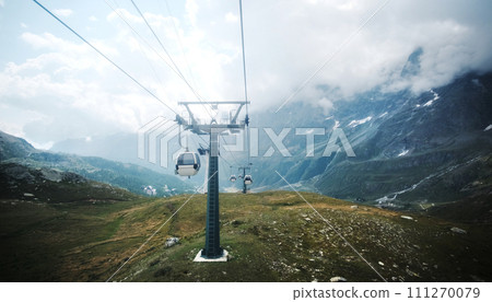 Cable Car Way In High Rocky Mountains Cable Car Way In High Rocky Mountains 111270079