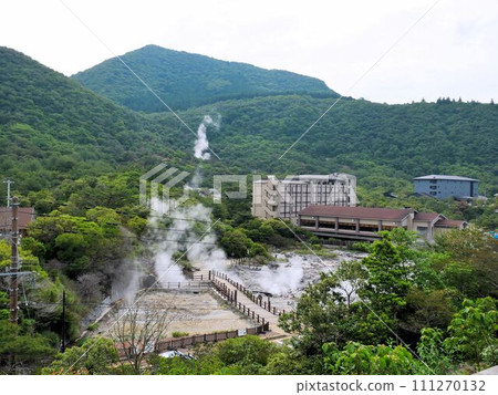 Scenery of Unzen Jigoku and hot spring hotel (Unzen City, Nagasaki Prefecture) 111270132