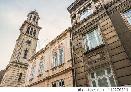 Sopron town, houses in historic centre, Hungary. 111270564