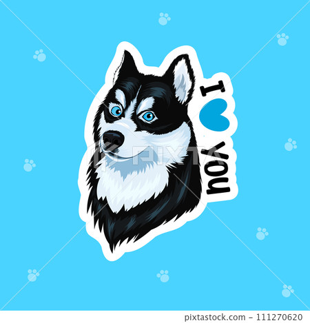 Sticker Cute Siberian Husky dog 111270620
