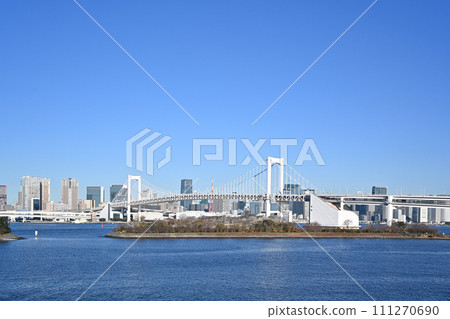 Rainbow Bridge from Odaiba Beach Park Rainbow Bridge from Odaiba Beach Park 111270690