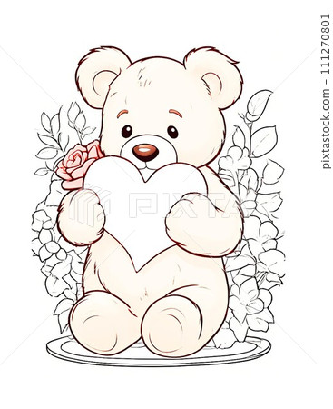 Valentine's Day Coloring Page with Billy Bear 111270801