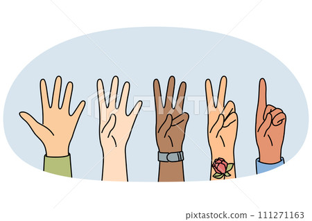 Diverse people hands showing gestures Diverse people hands showing gestures 111271163