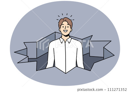 Successful businessman break hole in ground 111271352