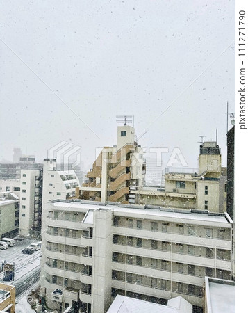Residential area with heavy snowfall Residential area with heavy snowfall 111271790