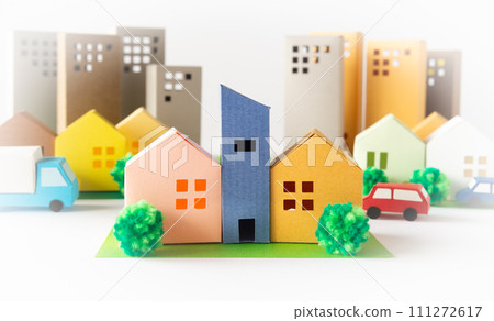 Tiny houses and towns, narrow houses, real estate, pencil houses 111272617