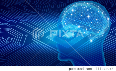具有人工智慧的藍色網路數位背景圖像 111272952