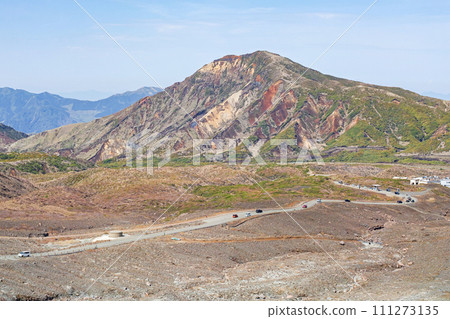 Kumamoto Prefecture/Park road/Kusasenri (Kusasenrigahama) side view from near Aso Nakadake No. 1 crater Kumamoto Prefecture/Park road/Kusasenri (Kusasenrigahama) side view from near Aso Nakadake No. 1 crater 111273135