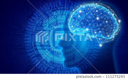 Blue cyber digital background image with artificial intelligence 111273293