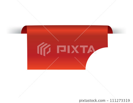Red price label ribbon. Empty sales label for promotion, shopping discounts, store tags. Hot price offers. Isolated vector design template 111273319