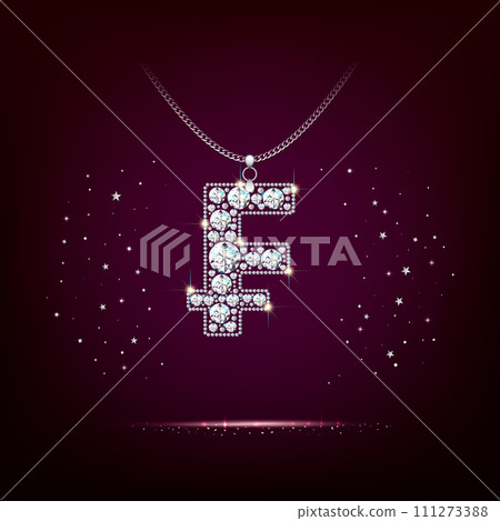Franc Currency Symbol Diamond Pendant Pendant on Chain Franc Currency Symbol Diamond Pendant Pendant on Chain 111273388