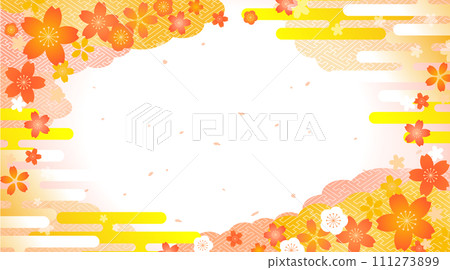 Japanese style background design with cherry blossom pattern 111273899