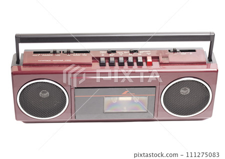 Retro ghetto radio boom box cassette recorder from 80s. Retro ghetto radio boom box cassette recorder from 80s. 111275083