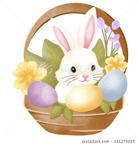 easter bunny and easter eggs 111275093