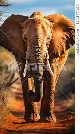African Elephant Majesty Wildlife Safari in the Savannah, Capturing the Essence of Nature's Giants,Generative Ai 111275199