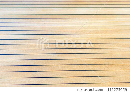 Teak wood deck texture background. Wooden deck on super yacht. Yachting concept. 111275659