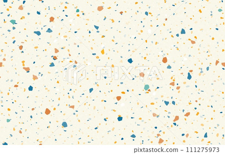 Beige terrazo mosaic ceramic tile pattern, terazzo marble stone texture, terazo floor background. Captivating vector ornament, featuring a harmonious blend of earthy tones and intricate textures 111275973