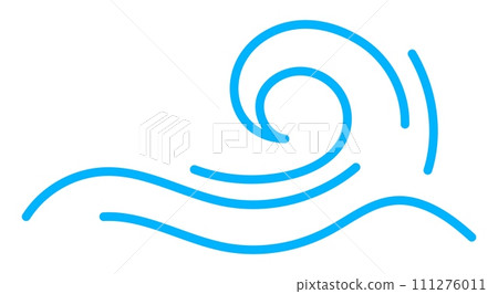 Sea wave line, ocean ripple surf or tide curly wave in vector line icon. Cartoon doodle line water wave of sea tide curl, marine tidal wave curve and ocean surf ripple flow for ornament or pattern 111276011