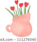 pink tulips heart shape in vase 111276040