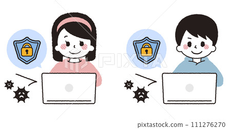 A child operates a computer that is protected against viruses. A child operates a computer that is protected against viruses. 111276270