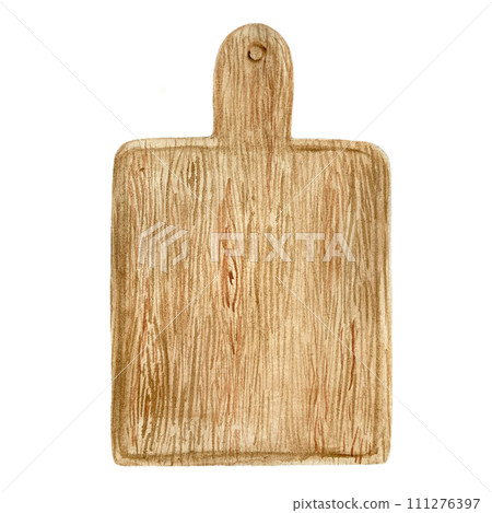 Watercolor wooden cutting board isolated on white 111276397