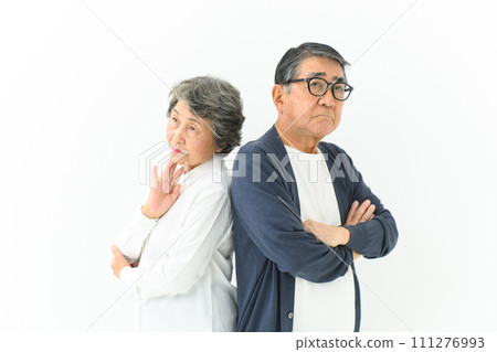 Senior couple worries and thinks Senior couple worries and thinks 111276993