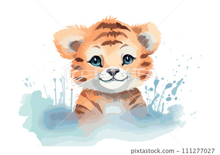 AI-generated content. cute baby tiger vector illustration 111277027
