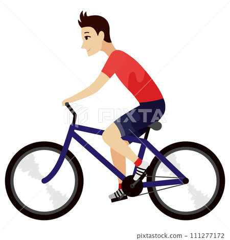 Cycling or riding animation icon. Animation element for game or cartoon. Young man on bike. Vector illustration 111277172