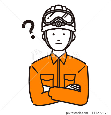 一名救援人員交叉雙臂的插圖 一名救援人員交叉雙臂的插圖 111277178