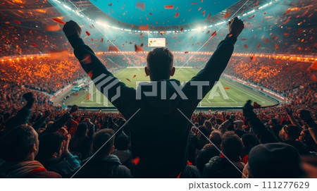 A roaring stadium filled with passionate fans, igniting the spirit of competition A roaring stadium filled with passionate fans, igniting the spirit of competition 111277629