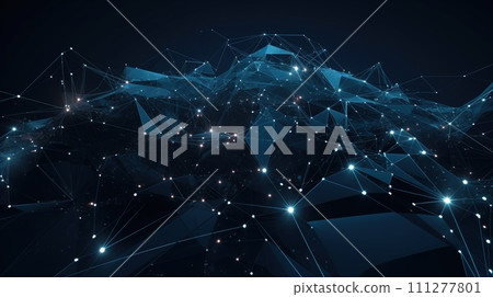 Techno Mesh: Modern and Futuristic Polygonal Network Technology Background for Hi-Tech Concepts 111277801