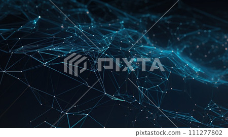 Digital Lattice: Dynamic Polygonal Network Background Representing Interconnected Modern Internet and Futuristic Hi-Tech 111277802