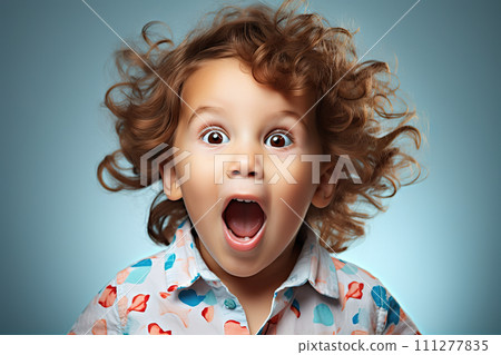 Infantile Delight Baby's Astonishment and Joy on a Bright Light-Colored Background. created with Generative AI 111277835