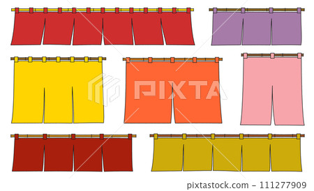 暖色門簾向量插圖集 暖色門簾向量插圖集 111277909