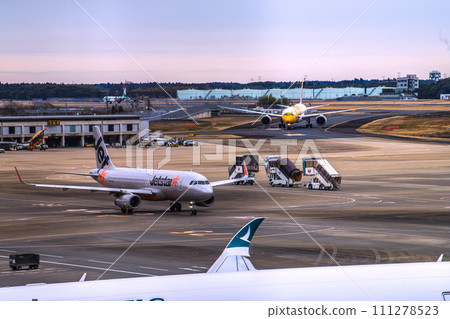 Chiba cityscape in Japan, view of Cathay Pacific, Jetstar, Scoot, etc. from Narita Airport 2 Chiba cityscape in Japan, view of Cathay Pacific, Jetstar, Scoot, etc. from Narita Airport 2 111278523
