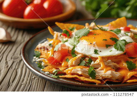 Traditional mexican chilaquiles. Mexican breakfast Traditional mexican chilaquiles. Mexican breakfast 111278547