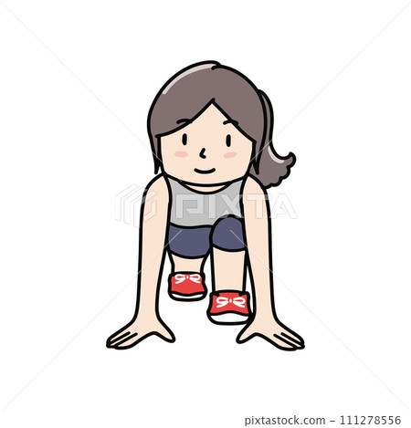 站在起跑線的女孩插畫 站在起跑線的女孩插畫 111278556