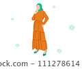 women abaya fashion green and orange combination 111278614